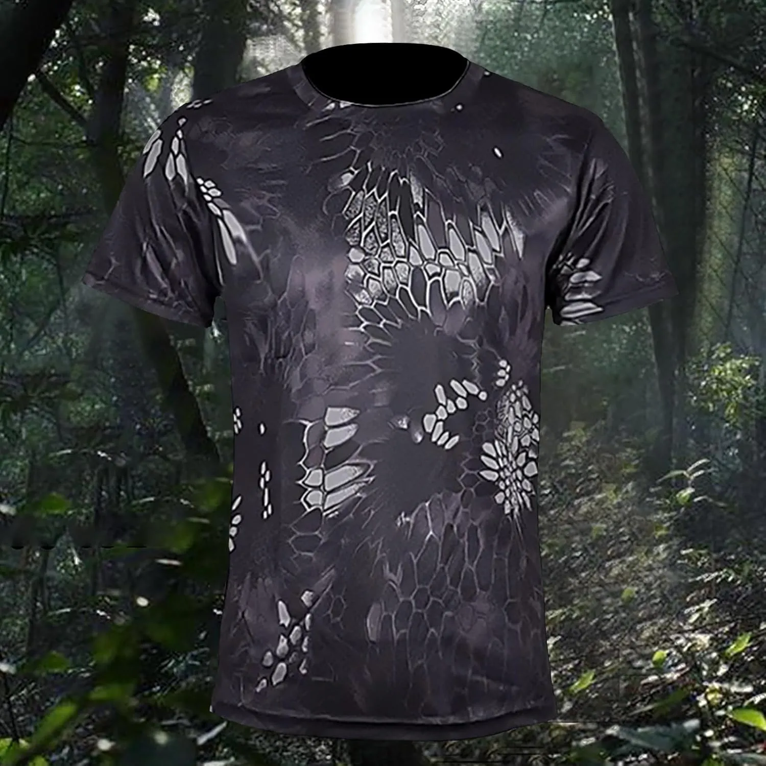 Mens Camouflage T-Shirt Short Sleeve Quick Dry Water Shirts Outdoor Running Swimming Hiking Rash Gurad Summer Tops