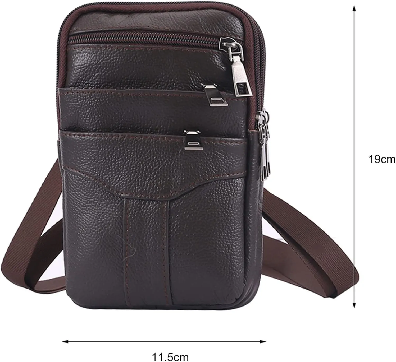 Men's Cross-Body Sling Bags Men's Waist Bag Shoulder Cross Bag Cowhide Mobile Bag Men's Outdoor Travel Shopping(B)