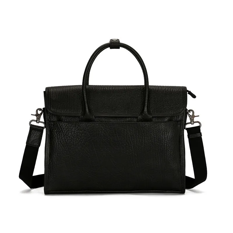 Men's Dark Brown Leather Business Laptop Briefcase