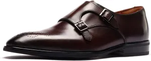 Men’s Dress Shoes Monk Strap Medallion Calf Leather for Business,Casual