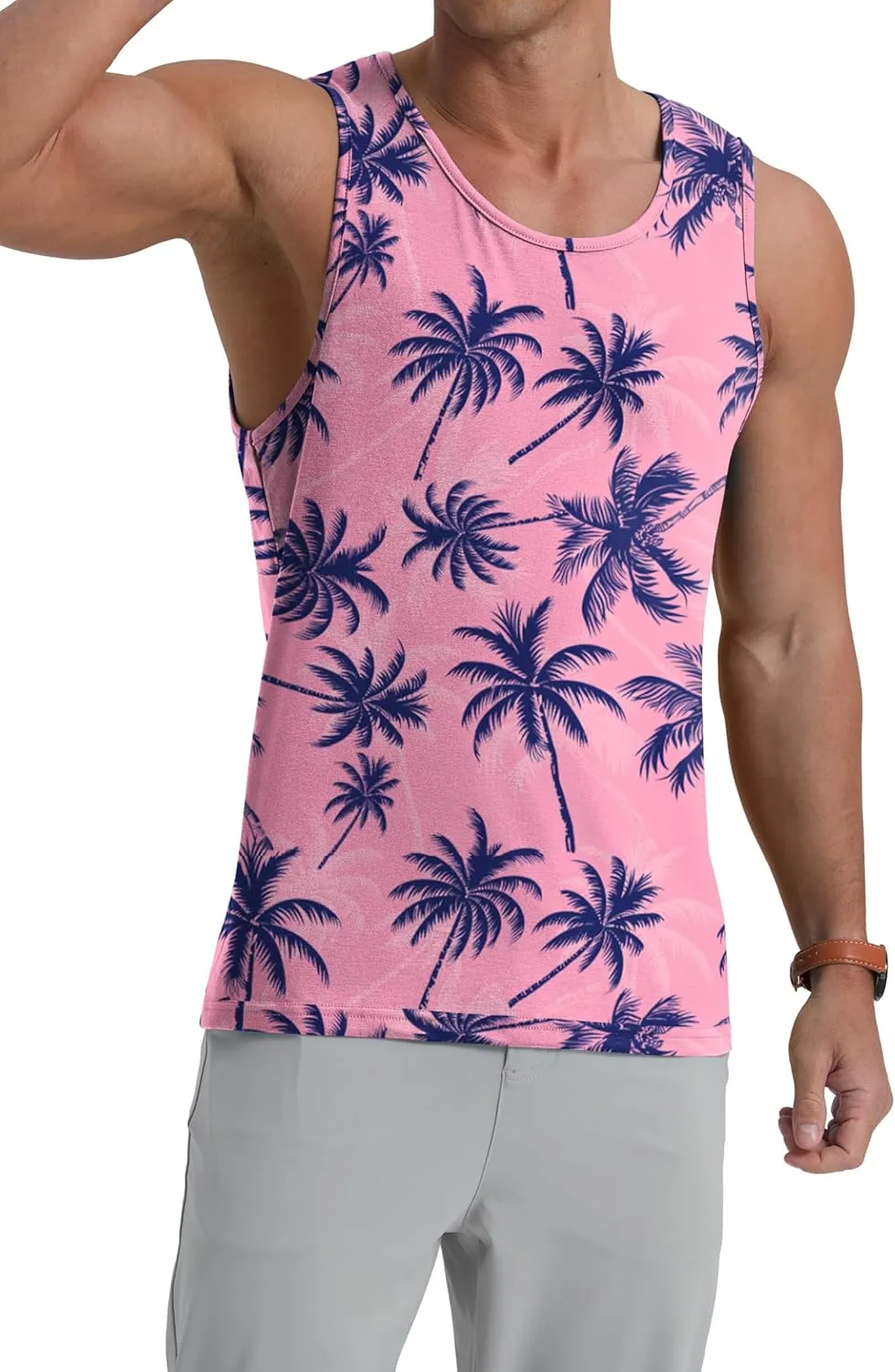 Mens Graphic Tank Tops Crewneck Gym Muscle Beach Hawaii Sleeveless Shirts