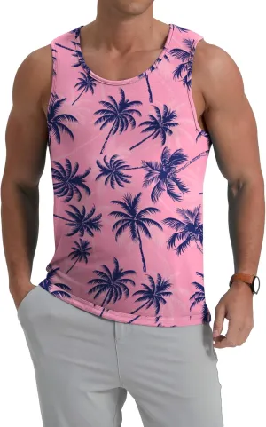 Mens Graphic Tank Tops Crewneck Gym Muscle Beach Hawaii Sleeveless Shirts