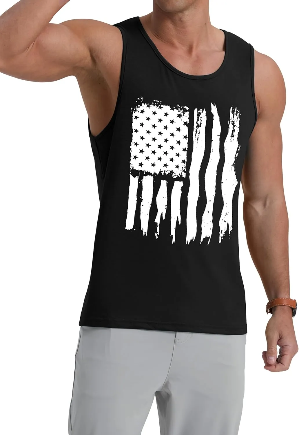 Mens Graphic Tank Tops Crewneck Gym Muscle Beach Hawaii Sleeveless Shirts