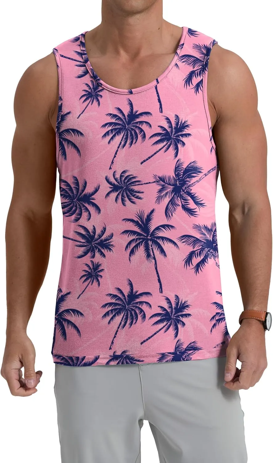 Mens Graphic Tank Tops Crewneck Gym Muscle Beach Hawaii Sleeveless Shirts