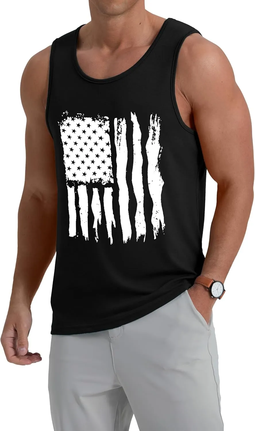 Mens Graphic Tank Tops Crewneck Gym Muscle Beach Hawaii Sleeveless Shirts