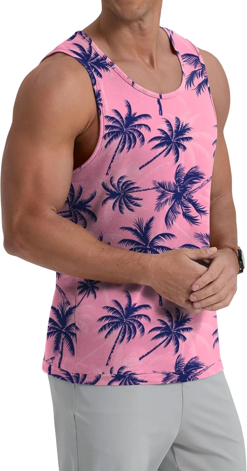 Mens Graphic Tank Tops Crewneck Gym Muscle Beach Hawaii Sleeveless Shirts