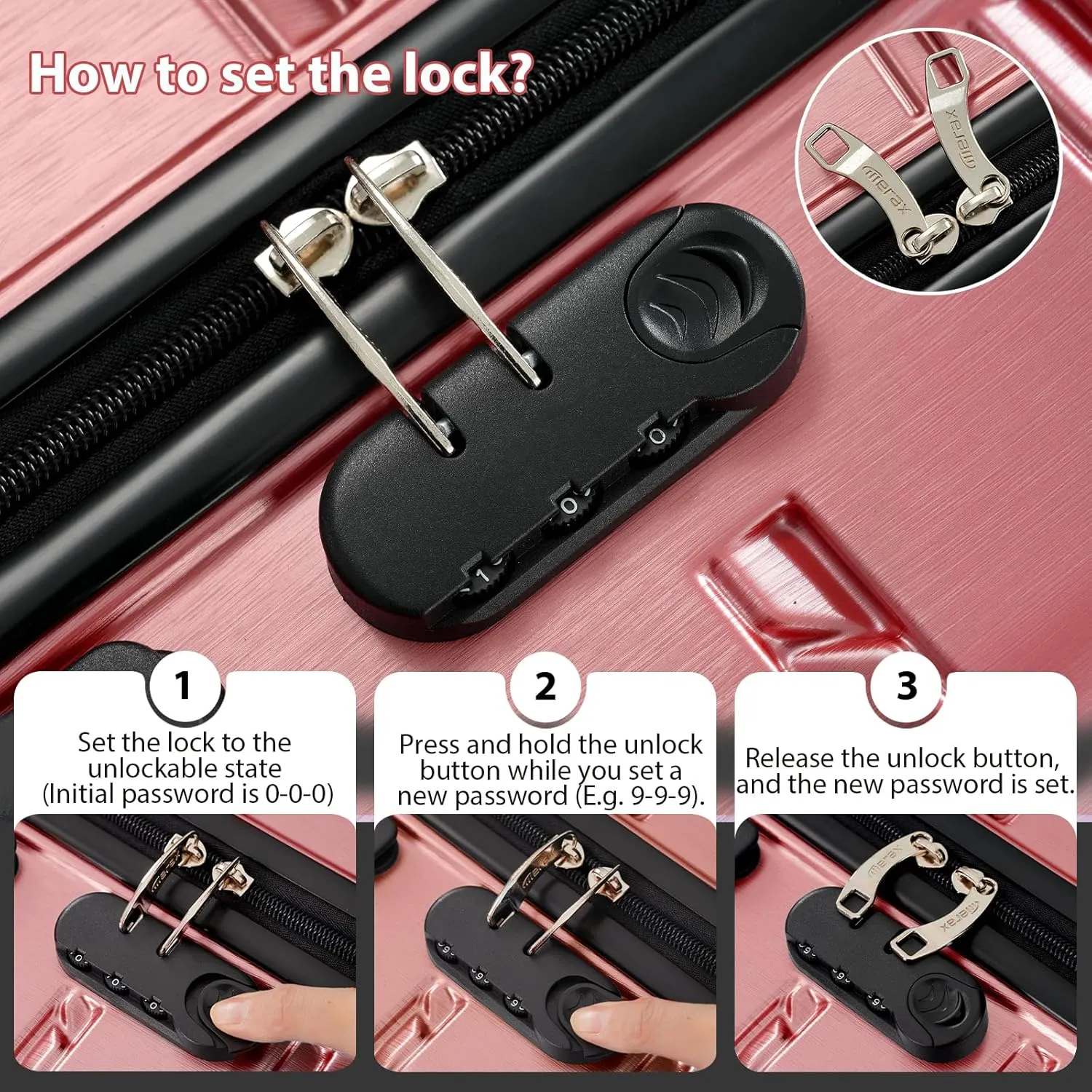 Merax Luggage Set 3 Piece, Hard Shell PC ABS Lightweight Suitcase Set with Spinner Wheels, for Travel Women Men