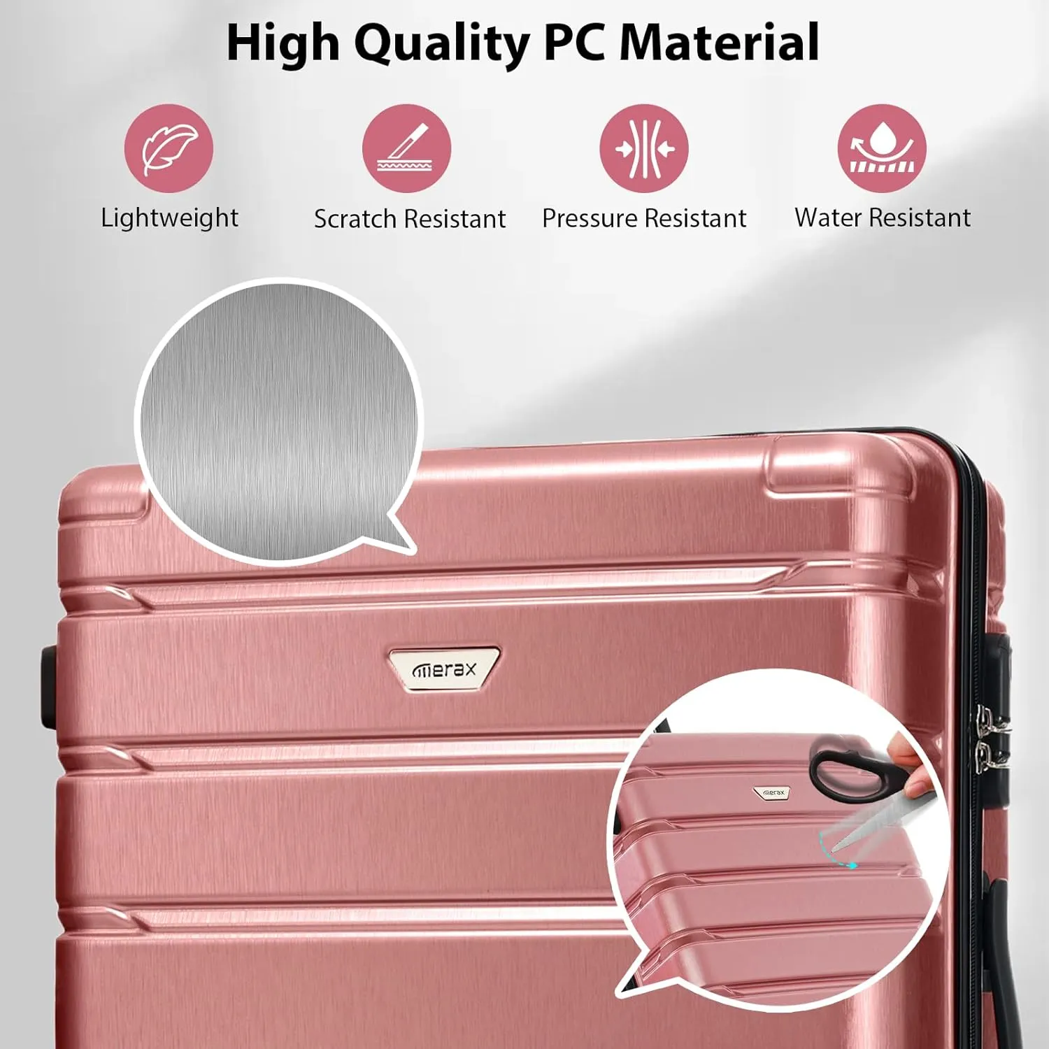 Merax Luggage Set 3 Piece, Hard Shell PC ABS Lightweight Suitcase Set with Spinner Wheels, for Travel Women Men
