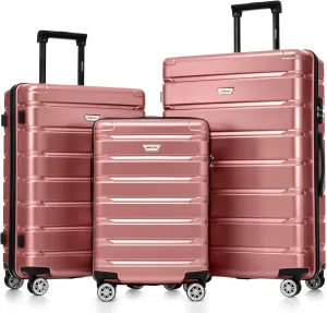 Merax Luggage Set 3 Piece, Hard Shell PC ABS Lightweight Suitcase Set with Spinner Wheels, for Travel Women Men
