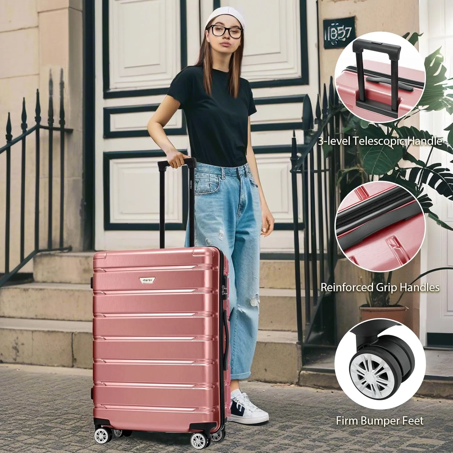 Merax Luggage Set 3 Piece, Hard Shell PC ABS Lightweight Suitcase Set with Spinner Wheels, for Travel Women Men