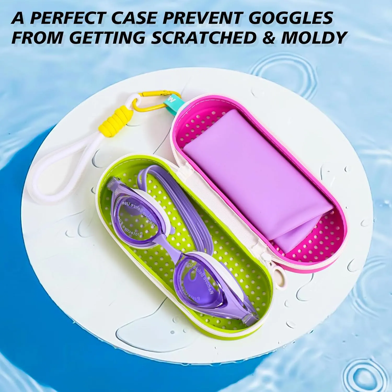 MERIABNY Swim Goggles Case for Swimmer Swimming Goggles Holder with Travel Bottle