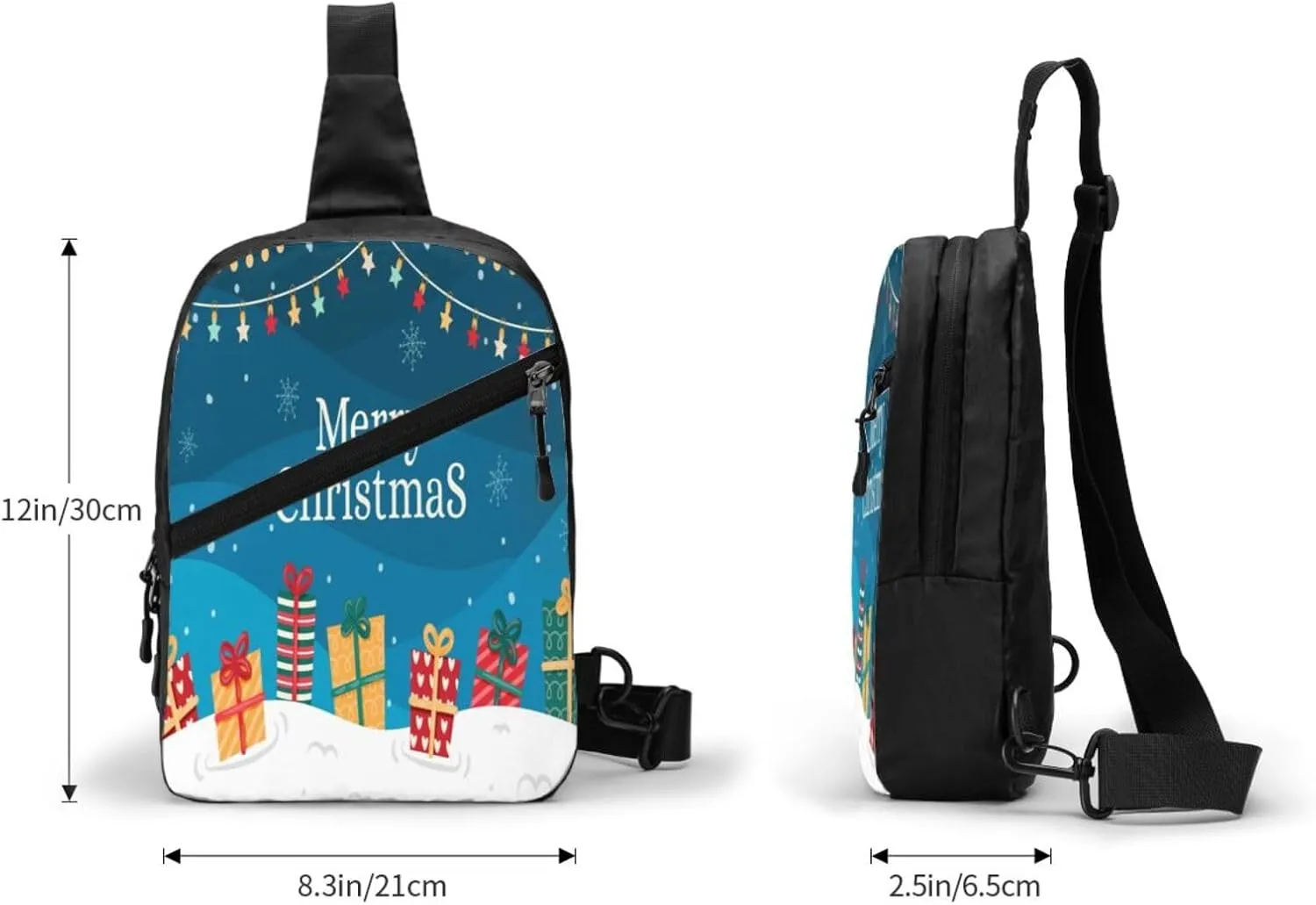 Merry Christmas 1 Sling Bag for Men Women, Small Crossbody Sling Backpack Shoulder Chest Bag, Anti Theft Travel Hiking Sports