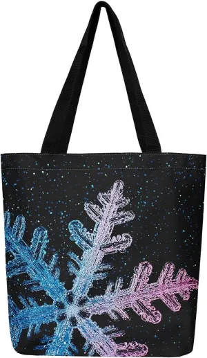 Merry Christmas Canvas Tote Bag for Women,Elk Deer Hunting Lemon Fruit Duffle Bag,Cute Xmas Snowflake Handbag