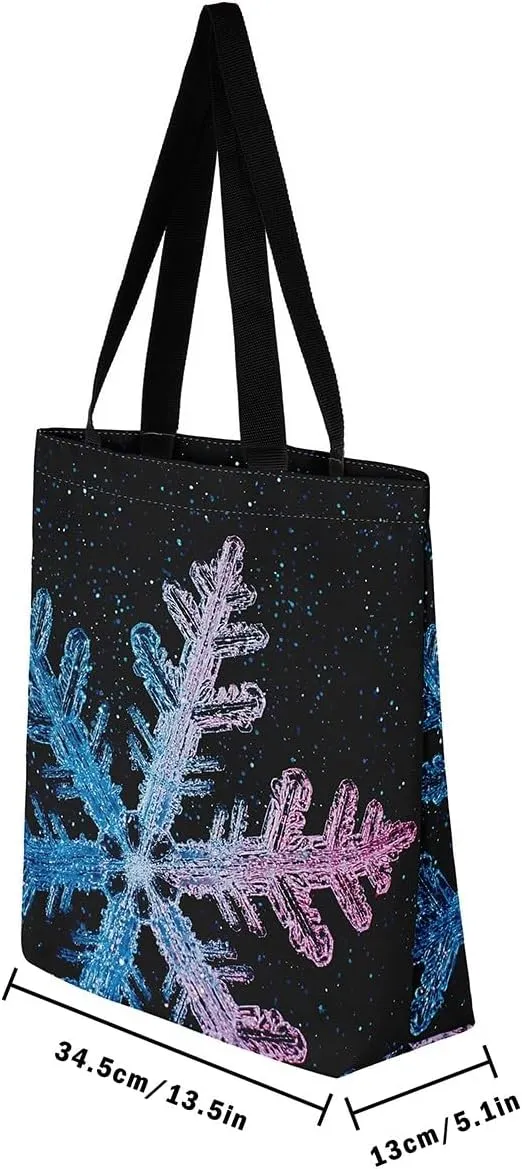 Merry Christmas Canvas Tote Bag for Women,Elk Deer Hunting Lemon Fruit Duffle Bag,Cute Xmas Snowflake Handbag