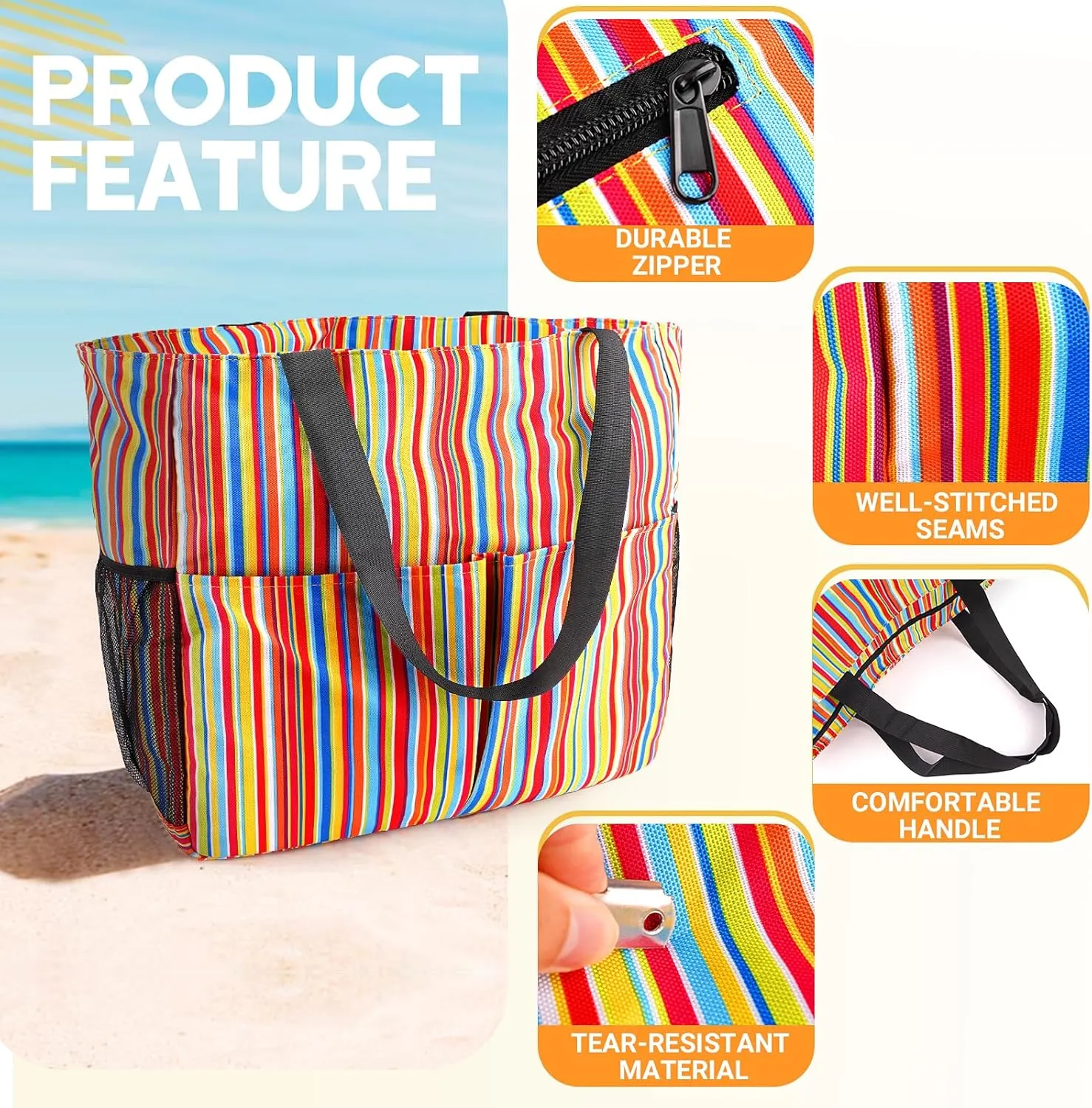 Mesh Beach Bag - Large Tote Bag for Family, Toys & Vacation Essentials
