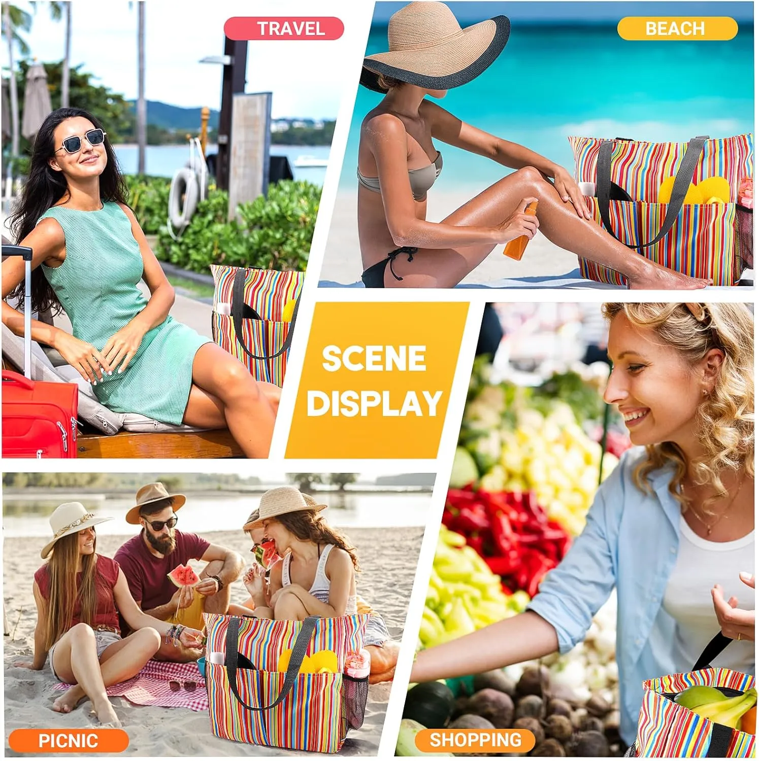 Mesh Beach Bag - Large Tote Bag for Family, Toys & Vacation Essentials