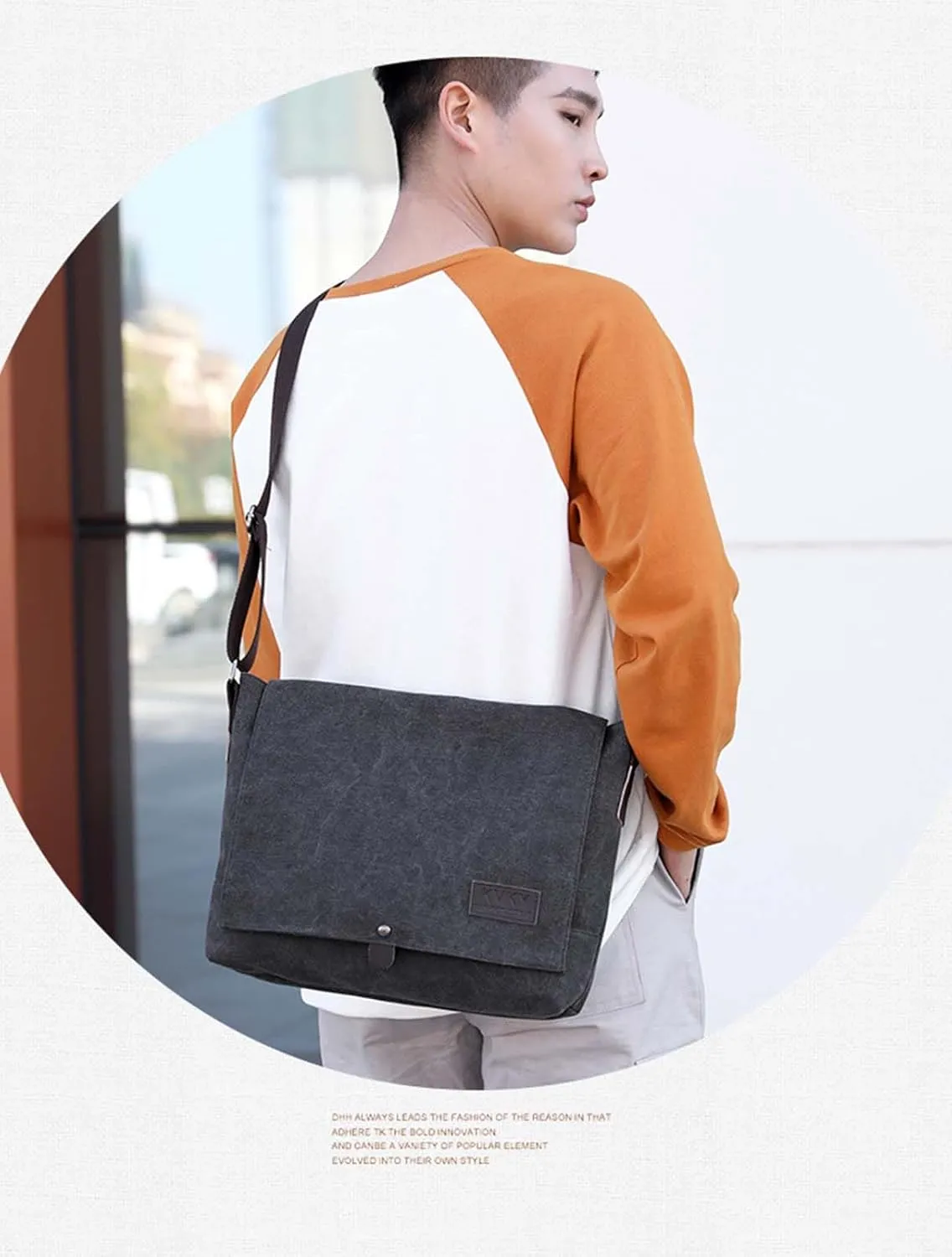 Messenger Bag for Men Canvas Crossbody Bag Shoulder Bag Men Rugged Satchel Shoulder Bag Suitable for Leisure, Work