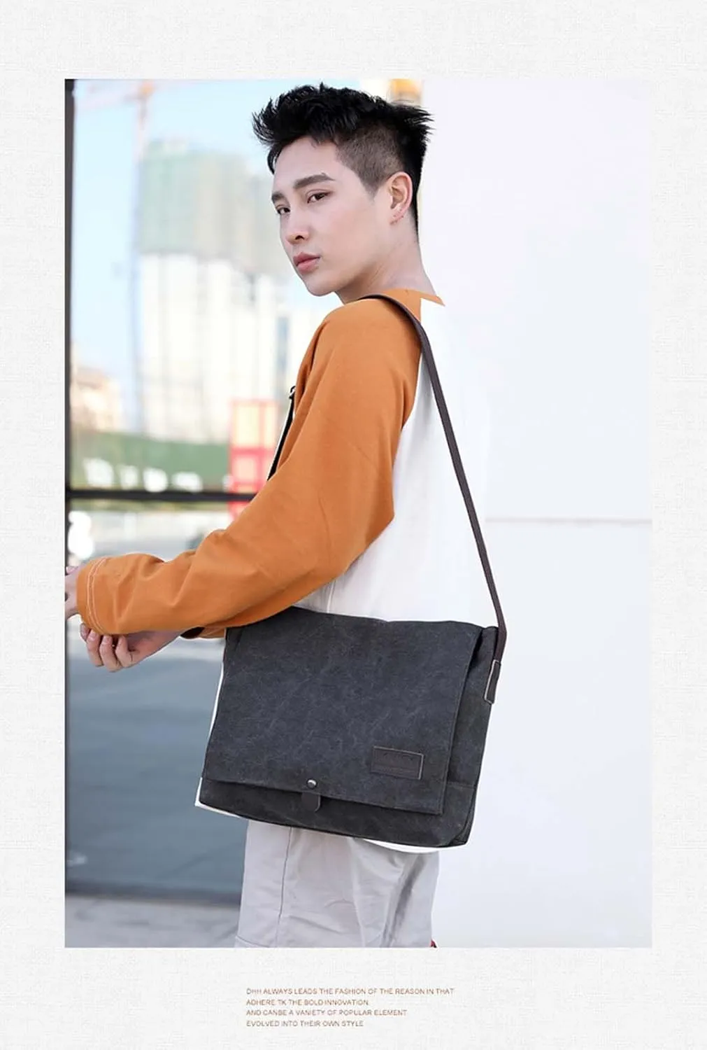 Messenger Bag for Men Canvas Crossbody Bag Shoulder Bag Men Rugged Satchel Shoulder Bag Suitable for Leisure, Work