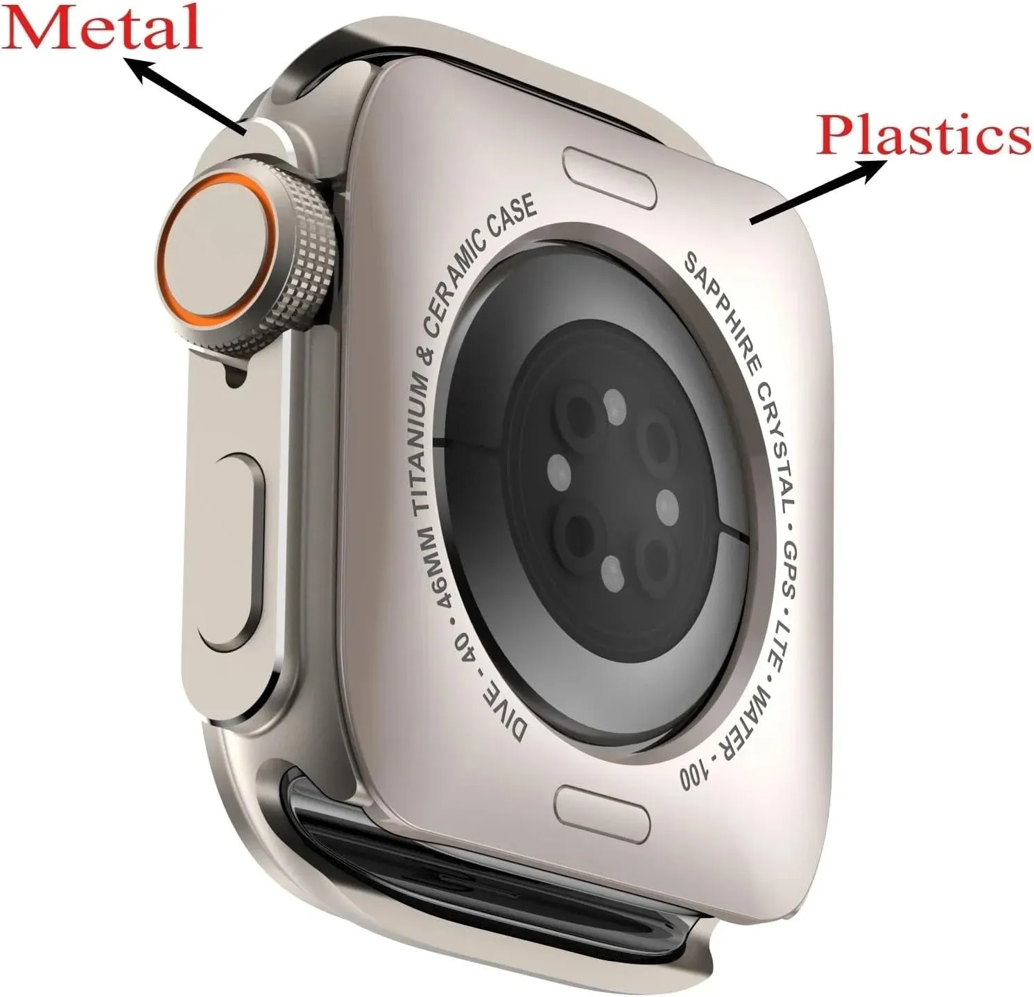 Metal Plastic Case for Apple Watch 10 46mm Change To Ultra 2 Cover Aluminum Alloy Bumper Protective Frame for IWatch S10 46mm
