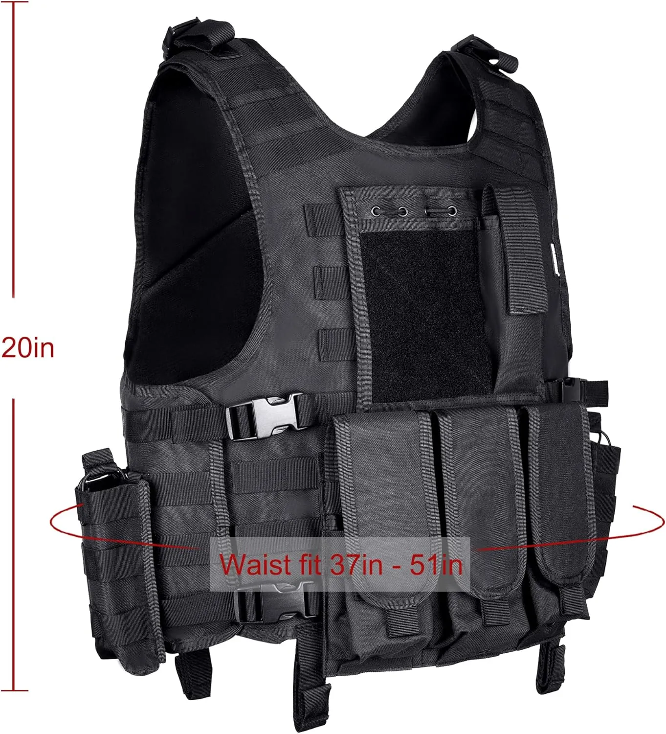 MGFLASHFORCE Tactical Airsoft Vest Adjustable Modular Paintball Vest