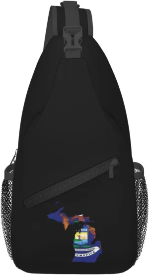 Michigan Terrain Map Crossbody Bags For Women Men Chest Backpack Gym Shoulder Bag Travel Outdoor Sports Casual Crossbody Bags