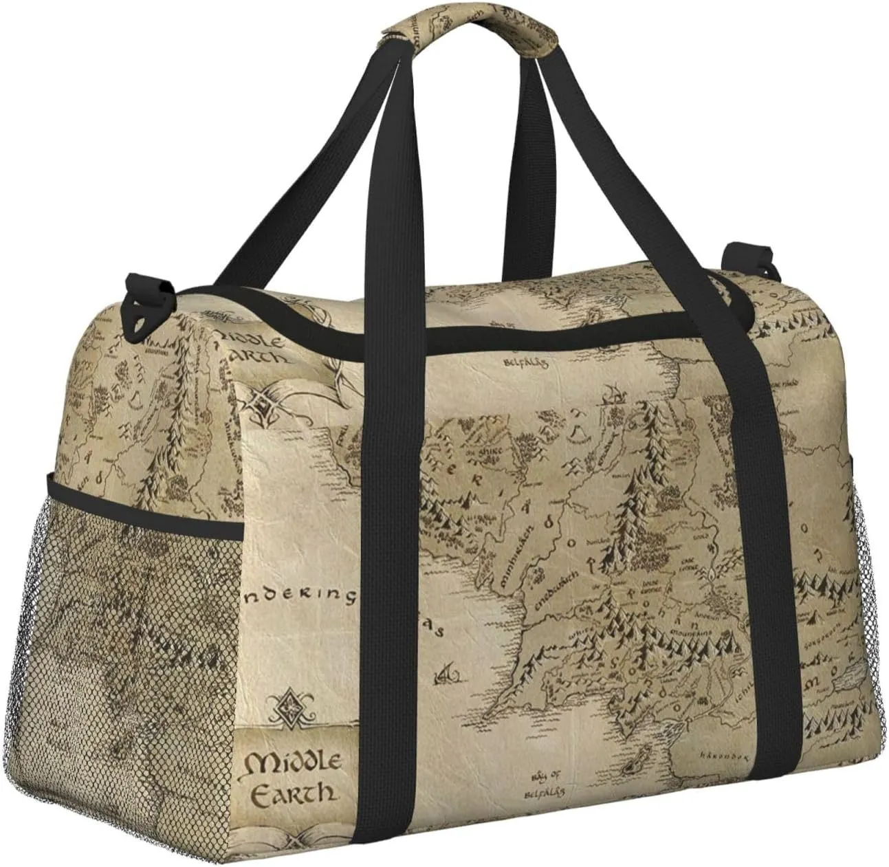 Middle Earth Map Travel Duffel Bag Large Foldable Waterproof Overnight Bag For Beach Swim Bags Pool Sports Gym