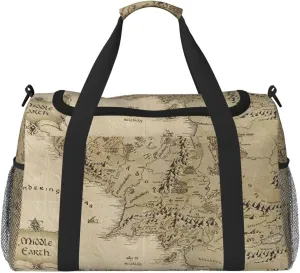 Middle Earth Map Travel Duffel Bag Large Foldable Waterproof Overnight Bag For Beach Swim Bags Pool Sports Gym