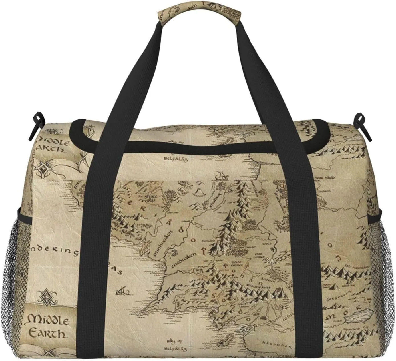 Middle Earth Map Travel Duffel Bag Large Foldable Waterproof Overnight Bag For Beach Swim Bags Pool Sports Gym