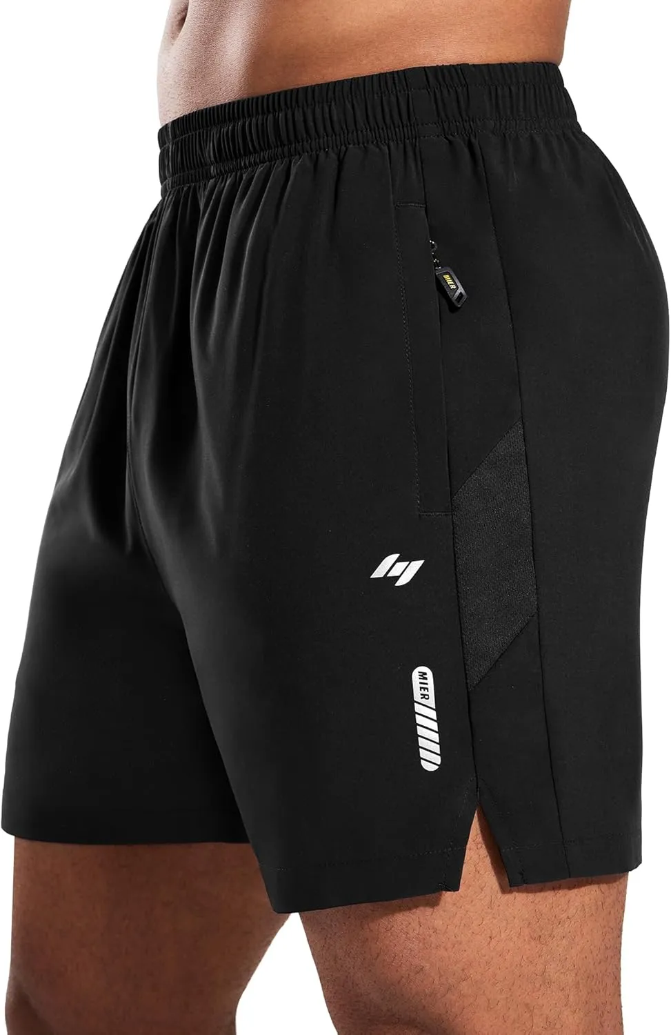 MIER Men's 5 Inch Inseam Running Shorts with Zipper Pockets Quick Dry Athletic Gym Workout No Liner Shorts, Lightweight