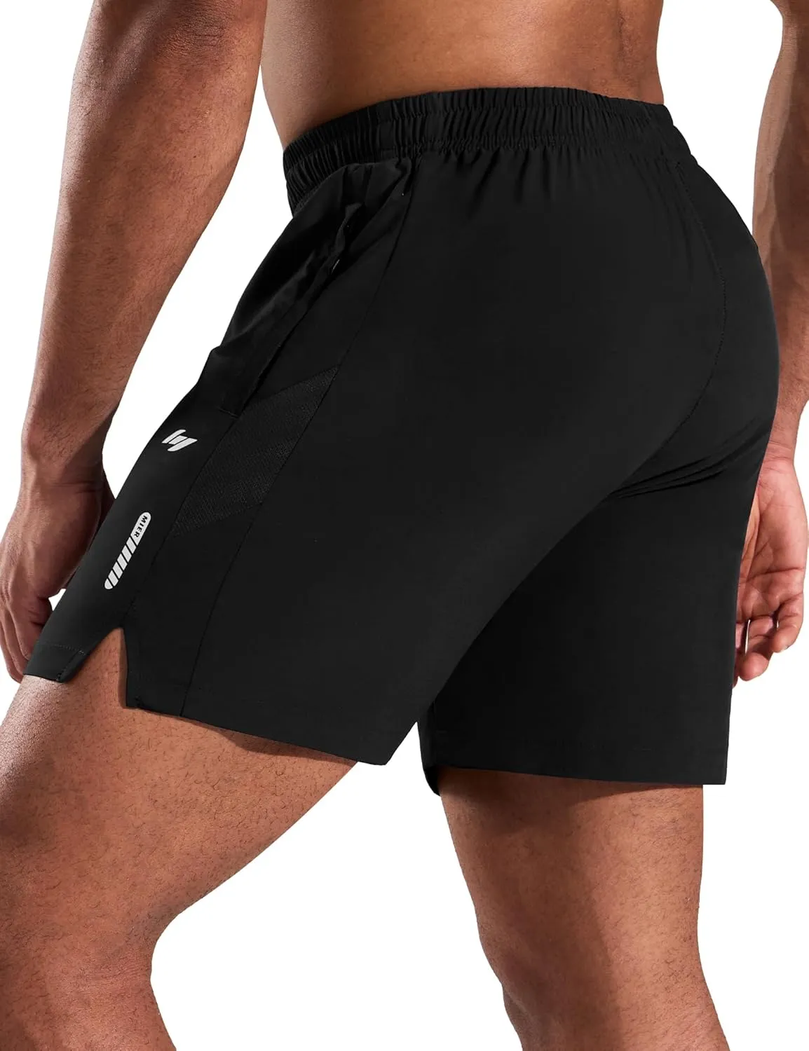 MIER Men's 5 Inch Inseam Running Shorts with Zipper Pockets Quick Dry Athletic Gym Workout No Liner Shorts, Lightweight