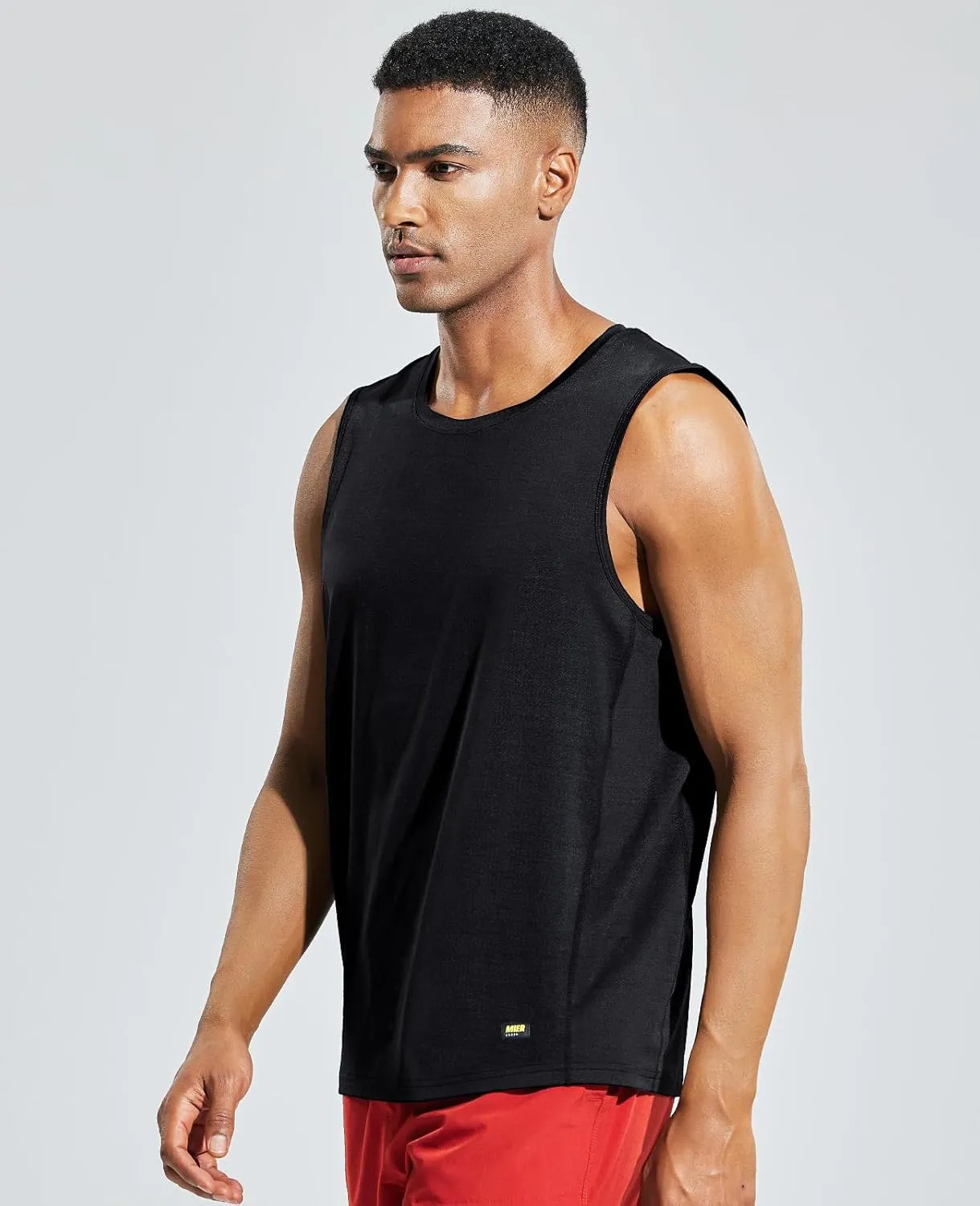 MIER Men’s Sleeveless Tank Top Dry Fit Workout Muscle Tee Shirt for Running Athletic Gym Sports Training, Moisture Wicking