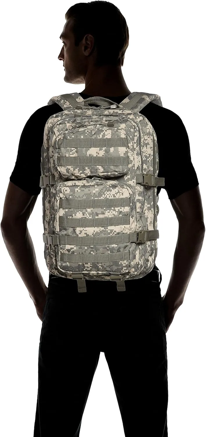 Mil-Tec Unisex Assault Pack - Rugged Durable Lightweight Ergonomic Versatile Tactical Outdoor Camping Hiking Backpack with Adjustable Padded Shoulder Straps & MOLLE Loops, ACU Camo, 20L