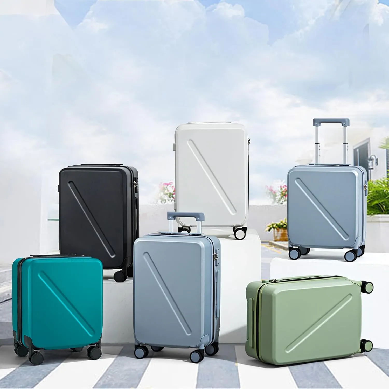 MILADA 2 Piece Luggage Sets, Hard Case Luggage set TSA Approved, Suitcase With Wheels Set 20 Inch Carry On Bag Luggage 28 Inch For Long Trip,Caribbean Blue