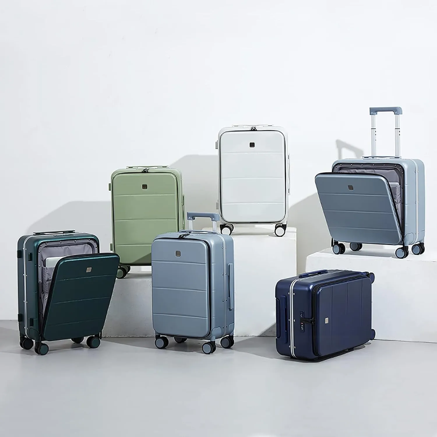 MILADA Carry On Luggage 22x14x9 Airline Approved Spinner Wheels TSA Luggage 20 Inch Hard Shell Suitcases Front Opening Pocket Rolling Aluminum Frame Travel Luggage,Dark Blue