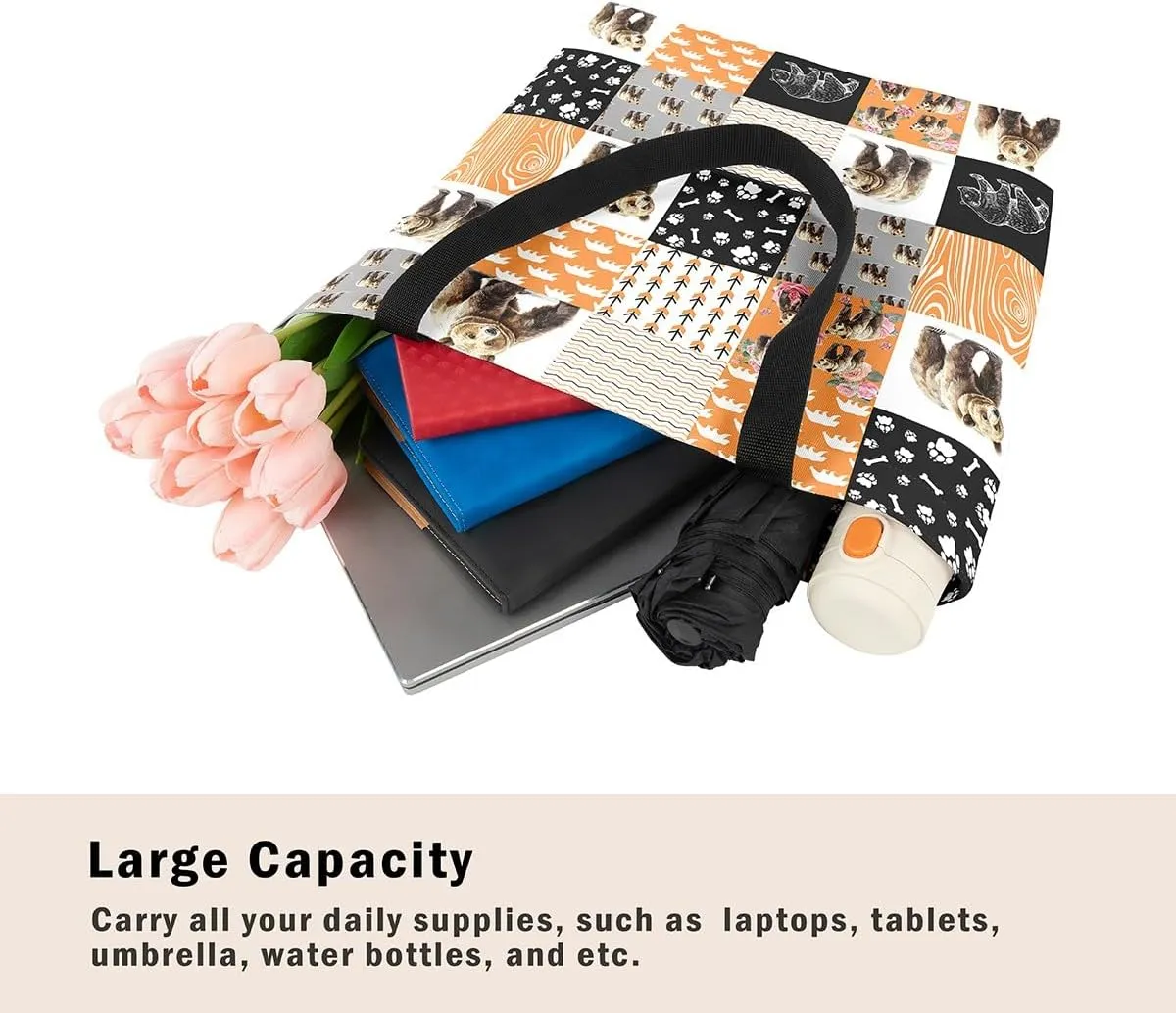Milk Cow Canvas Tote Bag Farm Animals Shoulder Bag for Women,Western Cowboy Bull Cattle Shoulder Bag