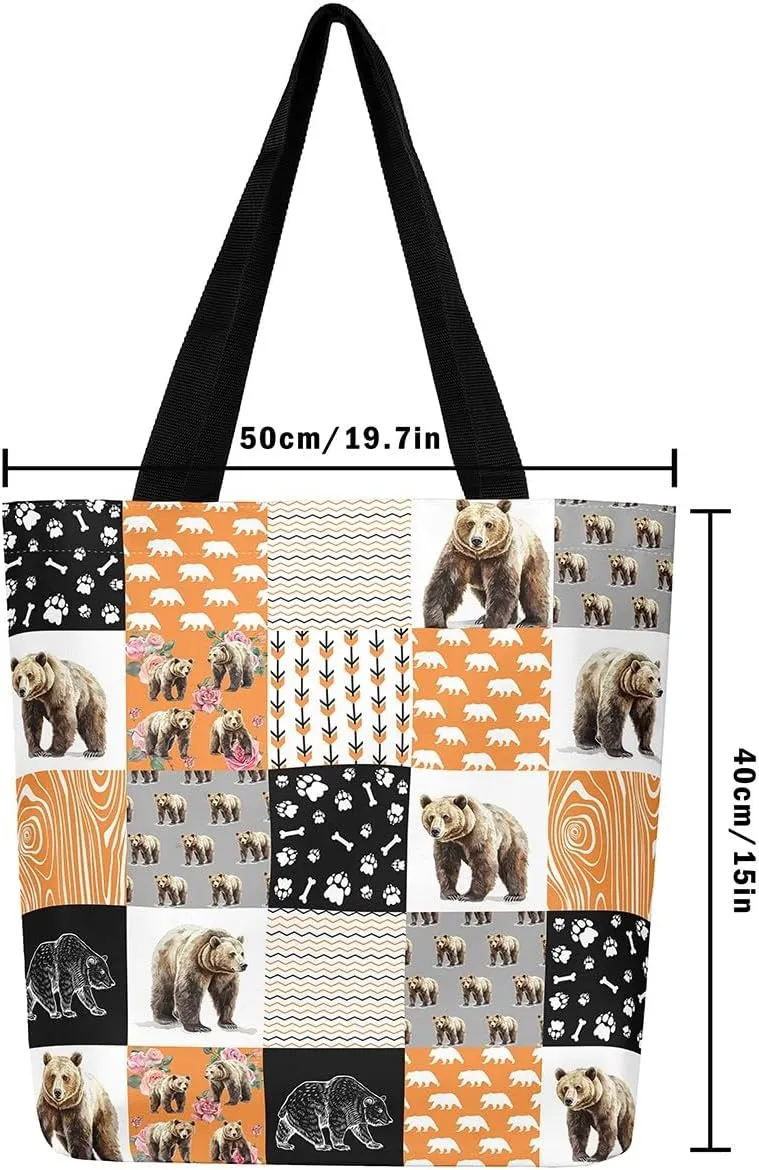 Milk Cow Canvas Tote Bag Farm Animals Shoulder Bag for Women,Western Cowboy Bull Cattle Shoulder Bag