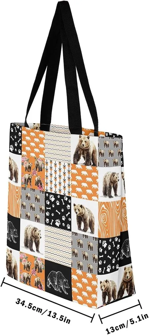 Milk Cow Canvas Tote Bag Farm Animals Shoulder Bag for Women,Western Cowboy Bull Cattle Shoulder Bag