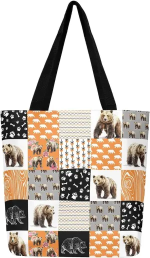 Milk Cow Canvas Tote Bag Farm Animals Shoulder Bag for Women,Western Cowboy Bull Cattle Shoulder Bag