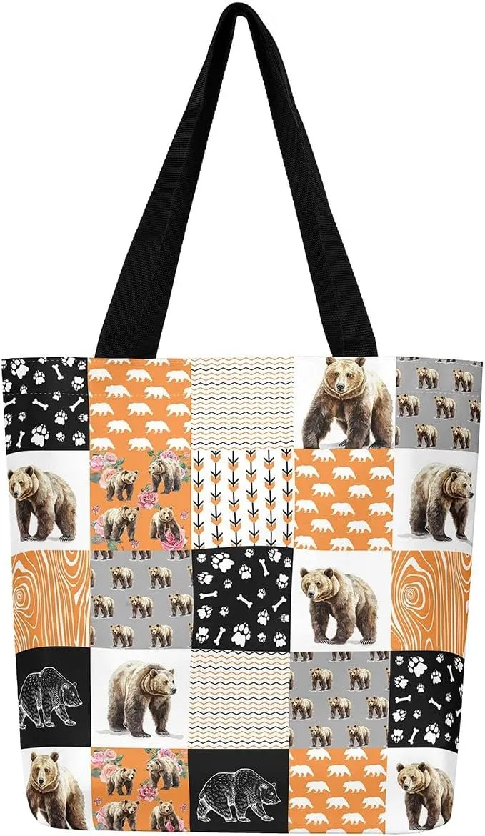 Milk Cow Canvas Tote Bag Farm Animals Shoulder Bag for Women,Western Cowboy Bull Cattle Shoulder Bag