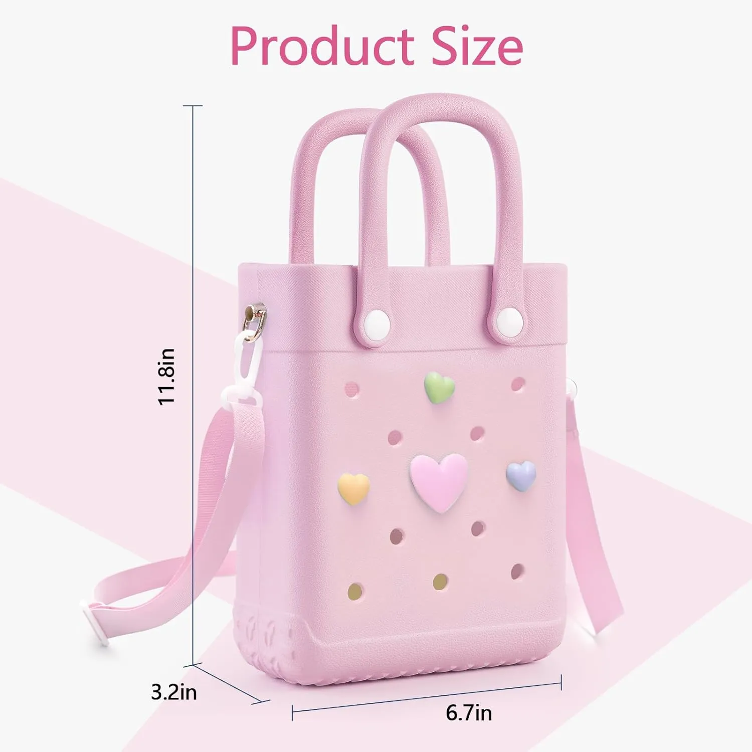 Mini Rubber Tote Bag with 4 Resin Charms Mini Crossbody X-Small Rubber Beach Bag