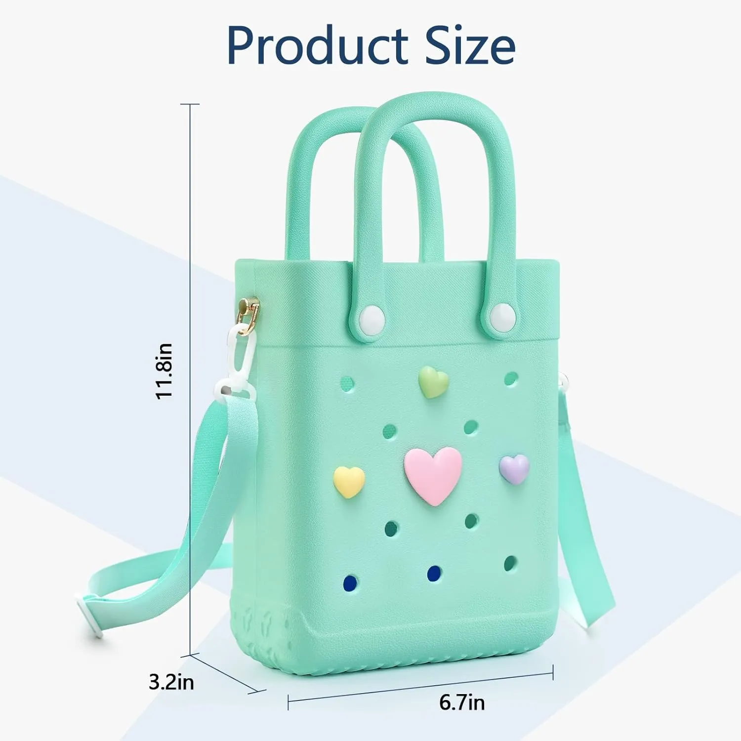 Mini Rubber Tote Bag with 4 Resin Charms Mini Crossbody X-Small Rubber Beach Bag