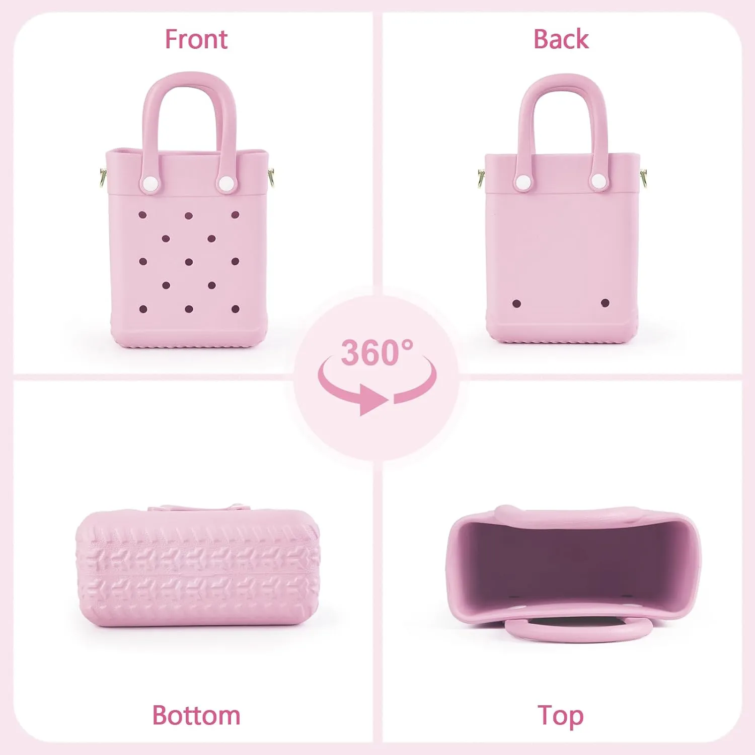 Mini Rubber Tote Bag with 4 Resin Charms Mini Crossbody X-Small Rubber Beach Bag
