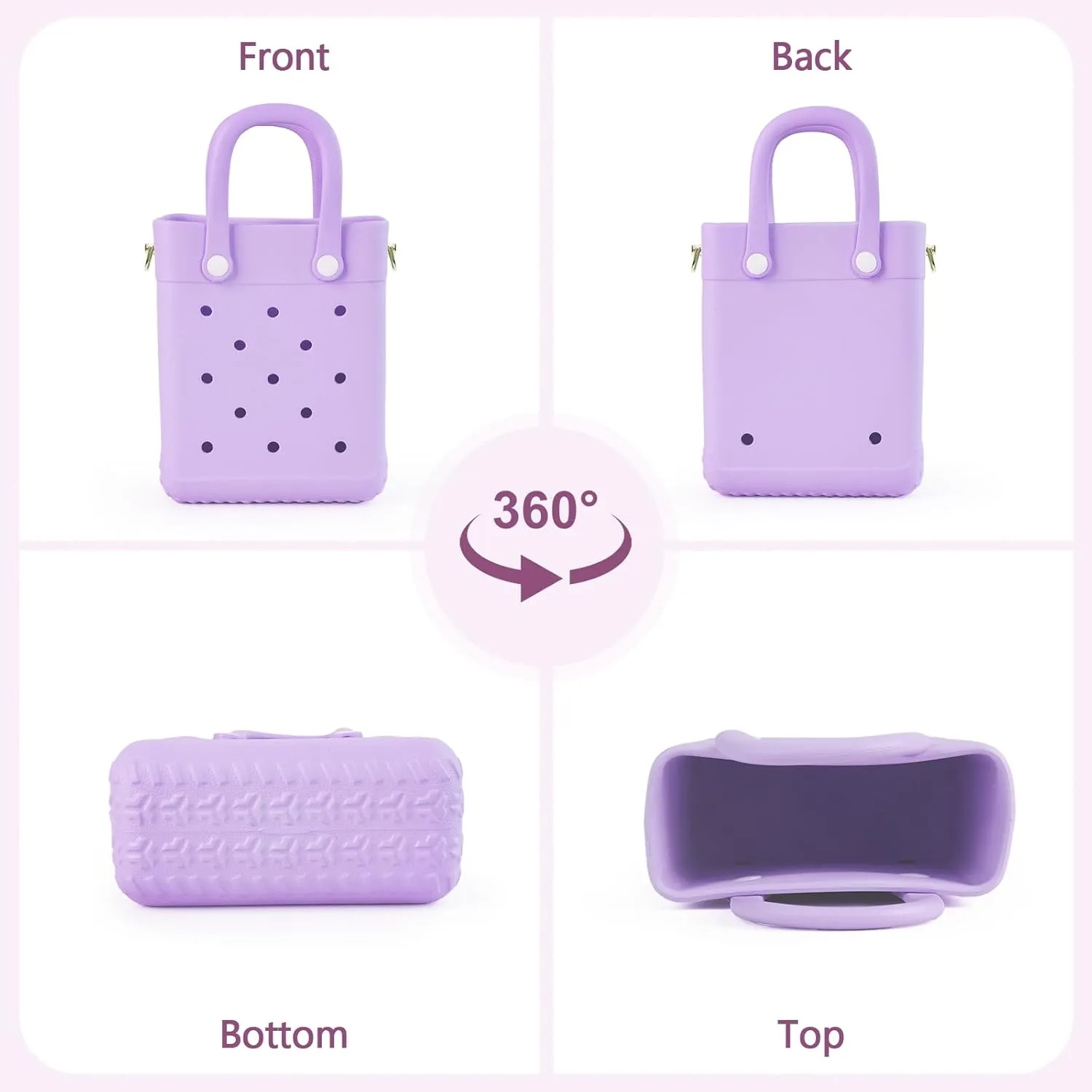 Mini Rubber Tote Bag with 4 Resin Charms Mini Crossbody X-Small Rubber Beach Bag