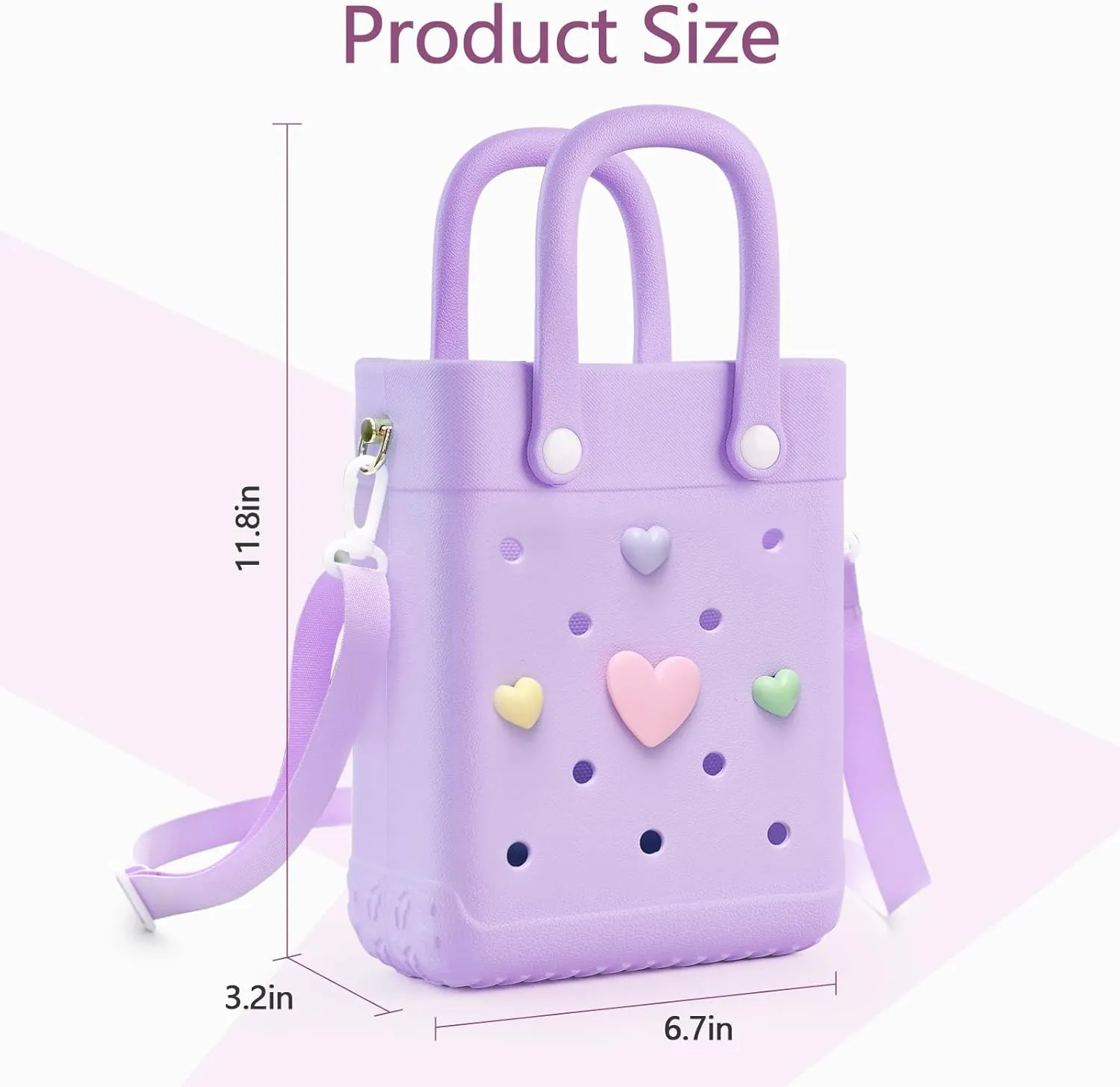 Mini Rubber Tote Bag with 4 Resin Charms Mini Crossbody X-Small Rubber Beach Bag