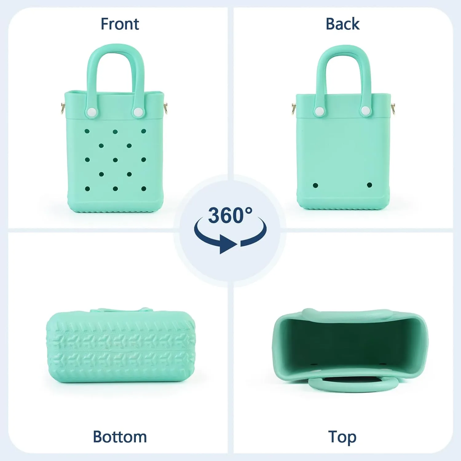 Mini Rubber Tote Bag with 4 Resin Charms Mini Crossbody X-Small Rubber Beach Bag