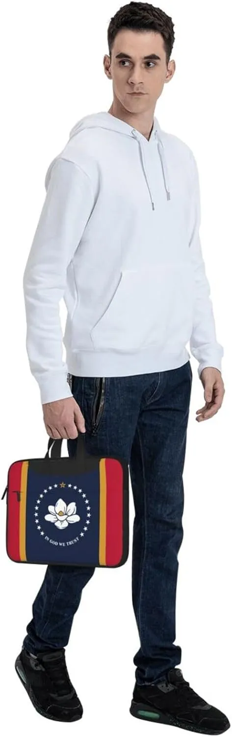 Mississippi State Flag Print Laptop Adjustable Shoulder Strap With Handle Accessory Pocket For Men Women