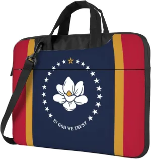 Mississippi State Flag Print Laptop Adjustable Shoulder Strap With Handle Accessory Pocket For Men Women
