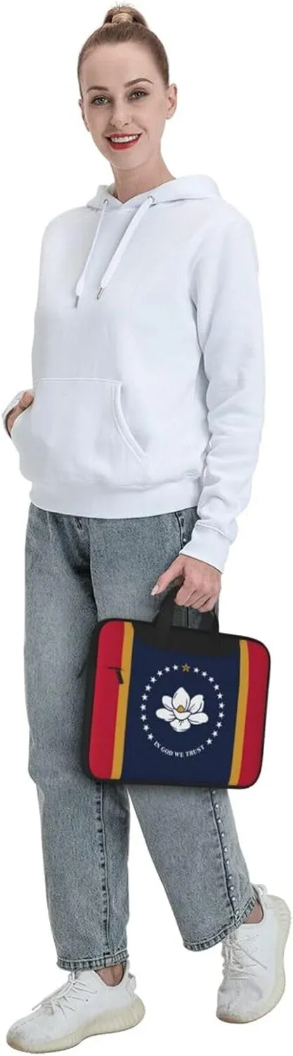 Mississippi State Flag Print Laptop Adjustable Shoulder Strap With Handle Accessory Pocket For Men Women