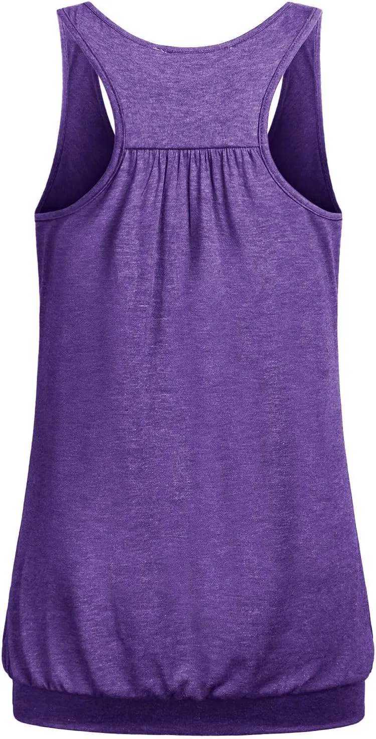 Miusey Womens Sleeveless Round Neck Loose Fit Racerback Yoga Tank Top