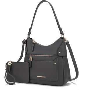 MKF Collection Shoulder Bag for Women & Wristlet Pouch, Vegan Leather Handbag Set Top-Handle Tote Handbag Purse by Mia k
